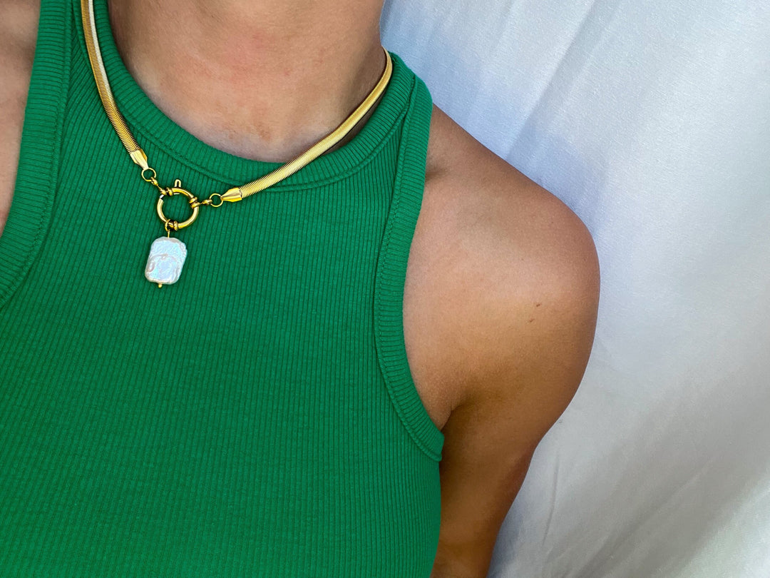 Herringbone Pearl Necklace