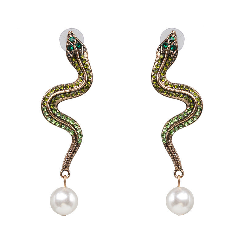 Snake Studs with Pearl Drop