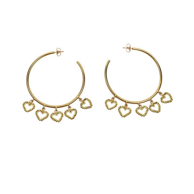 GOLD tone "Big Love" Heart Hoop Earrings