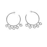 Load image into Gallery viewer, Silver Tone "Big Love" Heart Hoop Earrings