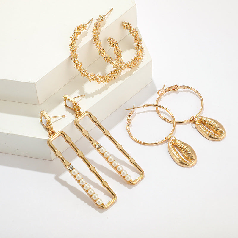 Gold Tone 3 Piece Earring Bundle