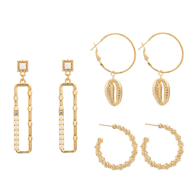 Gold Tone 3 Piece Earring Bundle