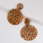 Load image into Gallery viewer, Cheetah Print Acrylic Circle Drop Earrings