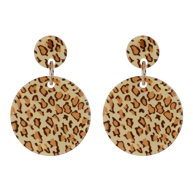 Cheetah Print Acrylic Circle Drop Earrings
