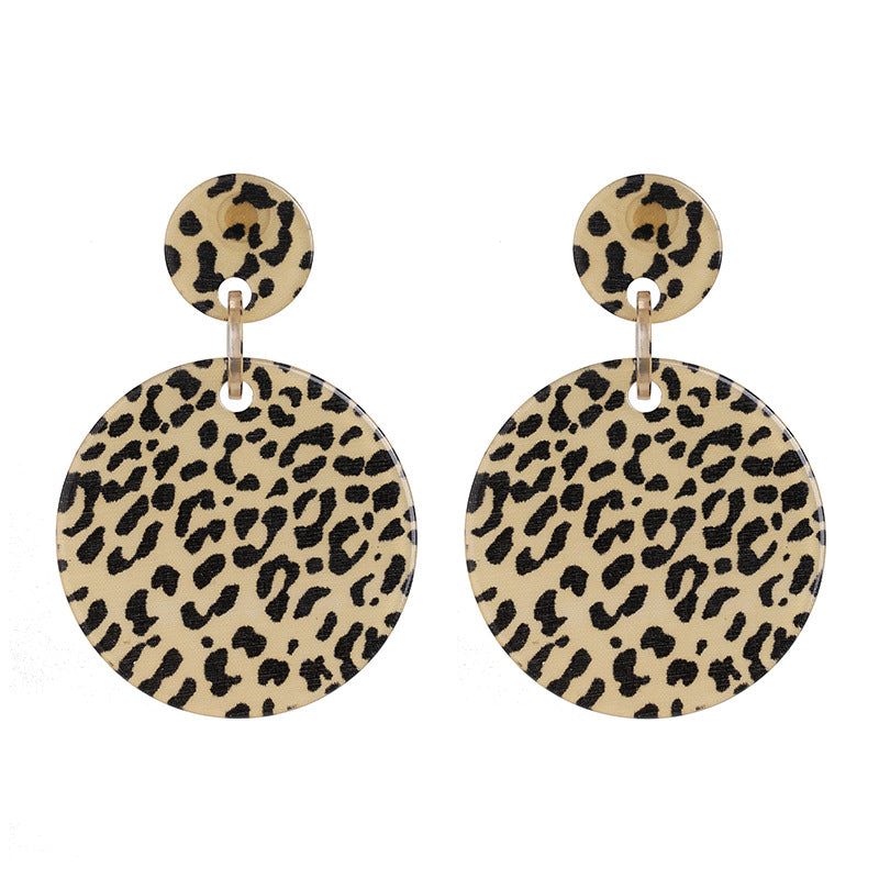 Cheetah Print Acrylic Circle Drop Earrings