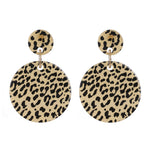 Load image into Gallery viewer, Cheetah Print Acrylic Circle Drop Earrings