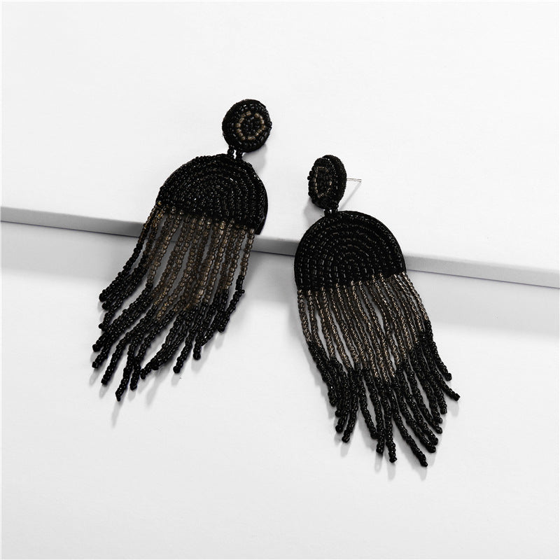 Rice Bead Fringe Earrings