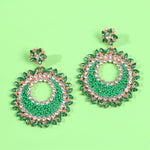 Load image into Gallery viewer, Baroque Crystal and Rice Bead Round Earrings