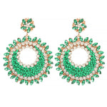 Load image into Gallery viewer, Baroque Crystal and Rice Bead Round Earrings