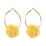 Load image into Gallery viewer, Fur Pom Hoop Earrings