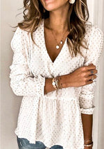 Load image into Gallery viewer, Foil Polka Dot Ruffle Sleeve Top