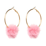 Load image into Gallery viewer, Fur Pom Hoop Earrings