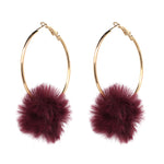 Load image into Gallery viewer, Fur Pom Hoop Earrings
