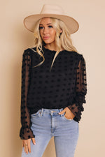 Load image into Gallery viewer, Lantern Sleeve Mesh Splicing Blouse