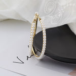 Load image into Gallery viewer, Gold Tone 6cm Pearl Hoops