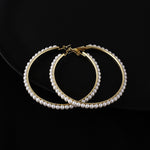 Load image into Gallery viewer, Gold Tone 6cm Pearl Hoops