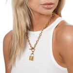 Load image into Gallery viewer, Callie Chunky Lock Necklace - Gold