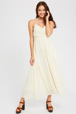 Load image into Gallery viewer, SWISS DOT TEXTURED CHIFFON HALTER NECK MAXI DRESS