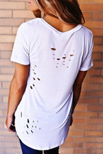 Load image into Gallery viewer, Criss Cross Distressed T-shirt