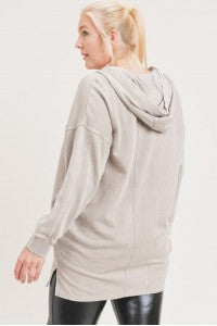 DustyPinkCURVYLonglineMineral-WashedPulloverwithInnerFleece