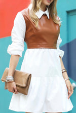 Load image into Gallery viewer, Faux Leather overlay Dress