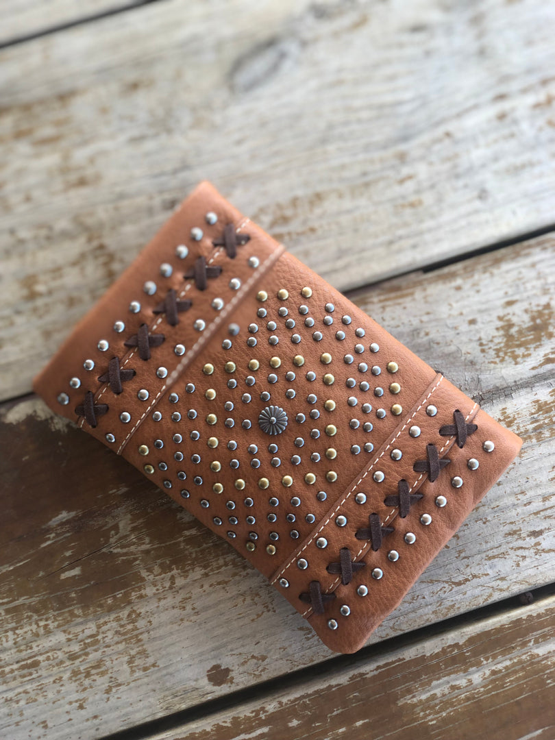 Studded Wristlet- Brown