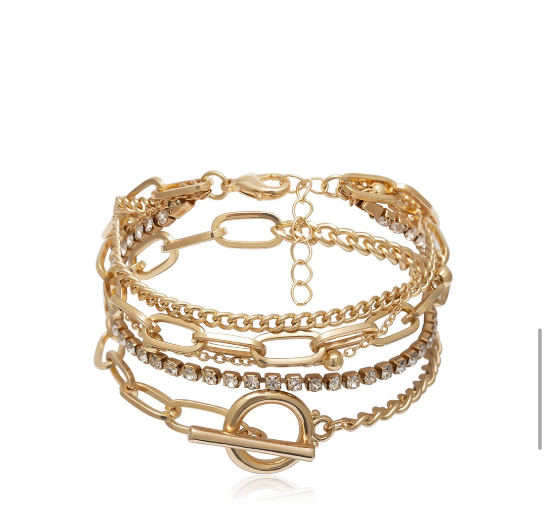 Layered Clasp Bracelet Set