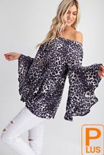 Load image into Gallery viewer, PLUS Animal Print Bell Sleeve Top