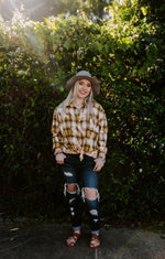 Load image into Gallery viewer, MUSTARD BLEACHED PLAID Button Down
