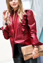 Load image into Gallery viewer, Faux Leather Button Down
