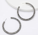 Load image into Gallery viewer, Rhinestone inlay 2in Hoops