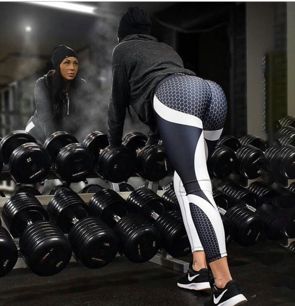 Leggings with Honeycomb Print