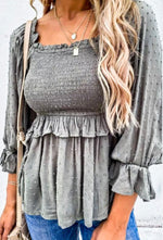 Load image into Gallery viewer, Smocked Swiss Ruffle Blouse