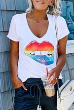 Load image into Gallery viewer, Summer KISS V Neck T-shirt