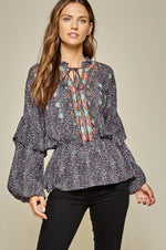 Load image into Gallery viewer, Savanna Jane Black Multi Color Embroidery Top