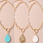 Load image into Gallery viewer, Link Necklace with drop stone