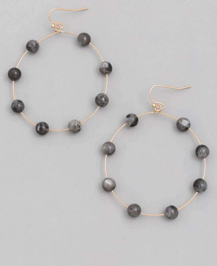 Gold Wire Faux Stone Hoops