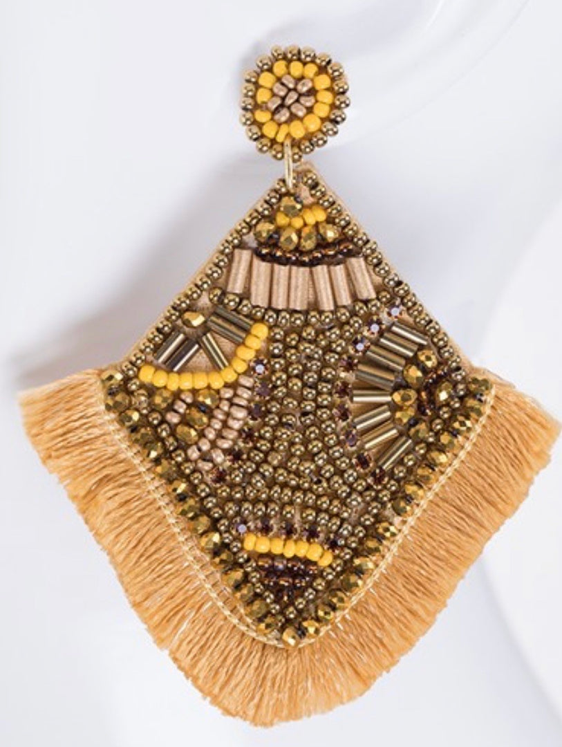 Beaded Triangle Drop Earring