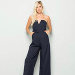 Load image into Gallery viewer, Navy Belted Jumpsuit