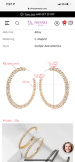 Load image into Gallery viewer, Rhinestone inlay 2in Hoops