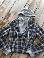 Load image into Gallery viewer, Flannel Layered Faux Hoodie