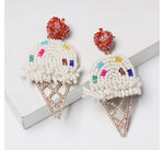 Load image into Gallery viewer, Beaded Ice Cream Cone Earrings