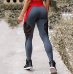 Load image into Gallery viewer, Red and Grey Leggings with Sheer Accents