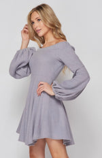 Load image into Gallery viewer, Off the Shoulder Balloon Sleeve Flare Dress