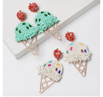 Load image into Gallery viewer, Beaded Ice Cream Cone Earrings