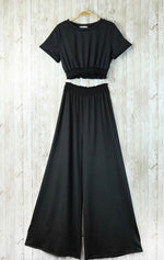Load image into Gallery viewer, Short sleeve Crop and Wide Leg Pant set