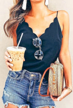 Load image into Gallery viewer, Scallop Spaghetti Strap Top