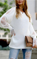 Load image into Gallery viewer, Off White Lace Detail Sweater
