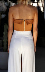 Load image into Gallery viewer, NAVY ONLY Off the Shoulder Self Tie zipper back top