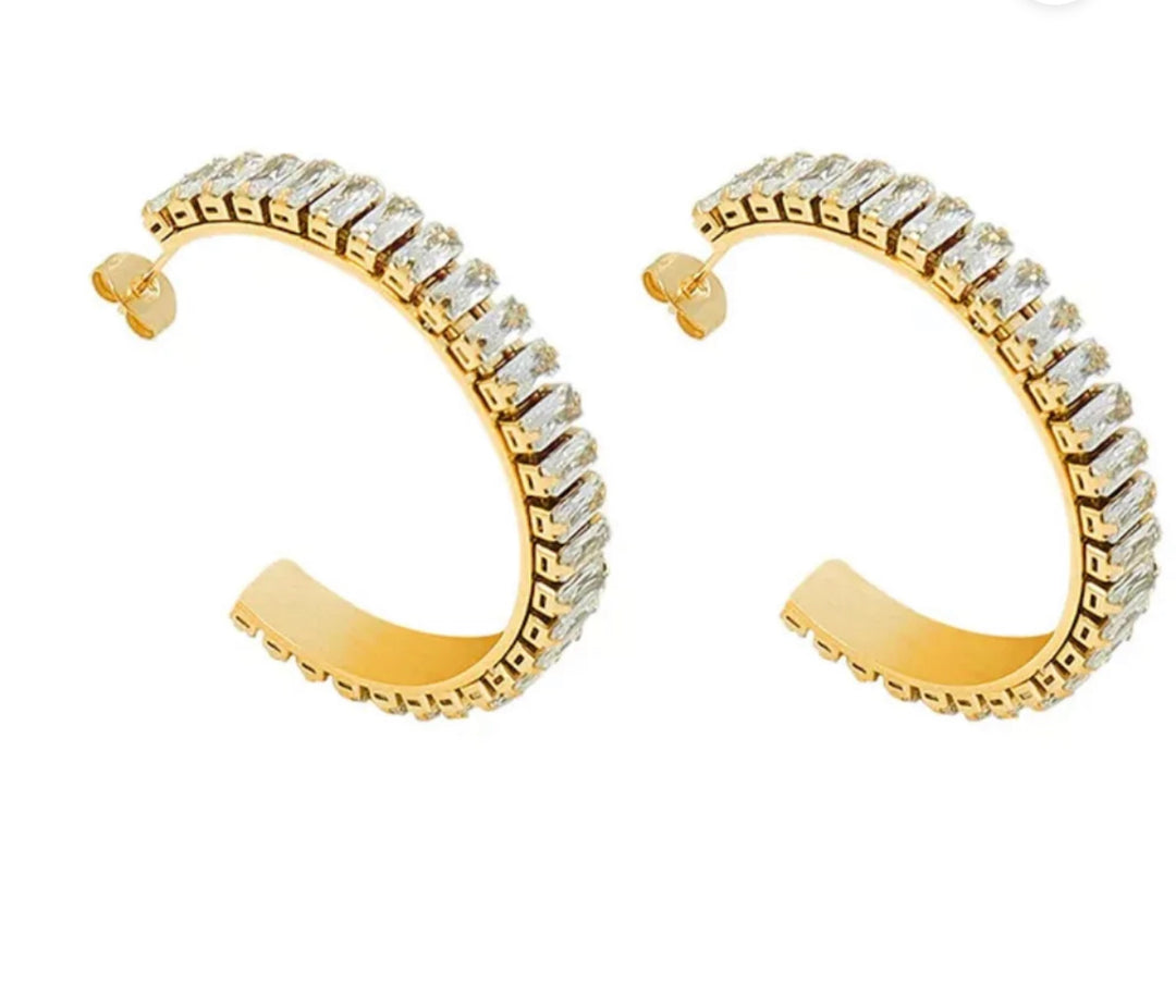 Pave Diamond Hoops